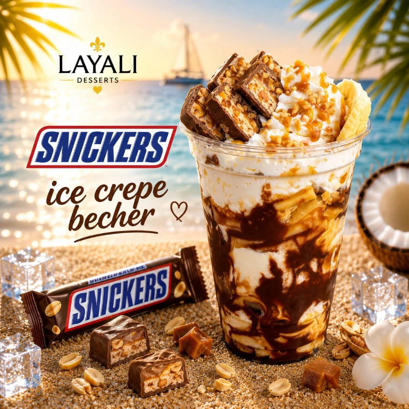 Snickers ice crepe becher